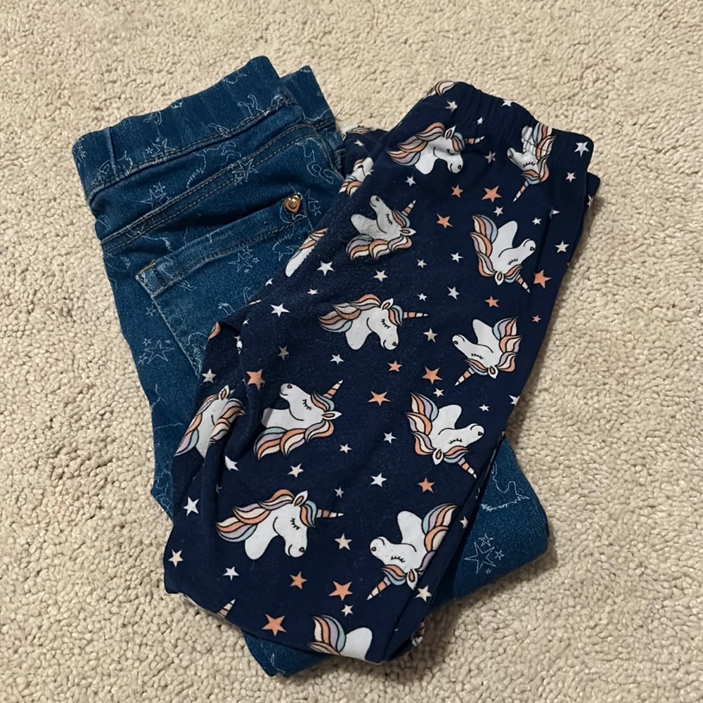 Unicorn stretchy like jeans and unicorn leggings size 6